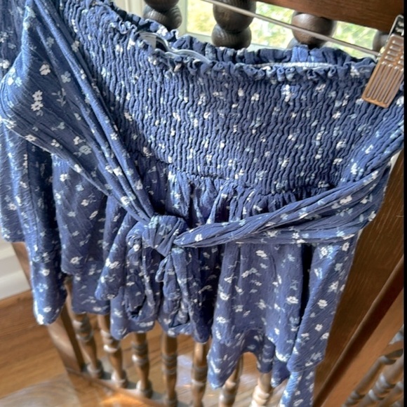 WHITEROOM + CACTUS Double Layered Mini Skirt Smocked Waist Tie Belt Medium SxSW - Picture 4 of 11